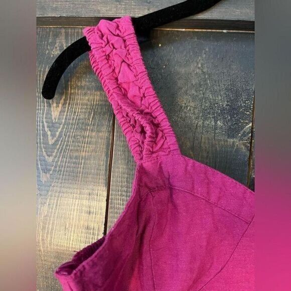 Pink Ruched Strap Crop Top Bustier Summer Festival Tank Sweetheart Neckline A3‎ - Picture 2 of 5